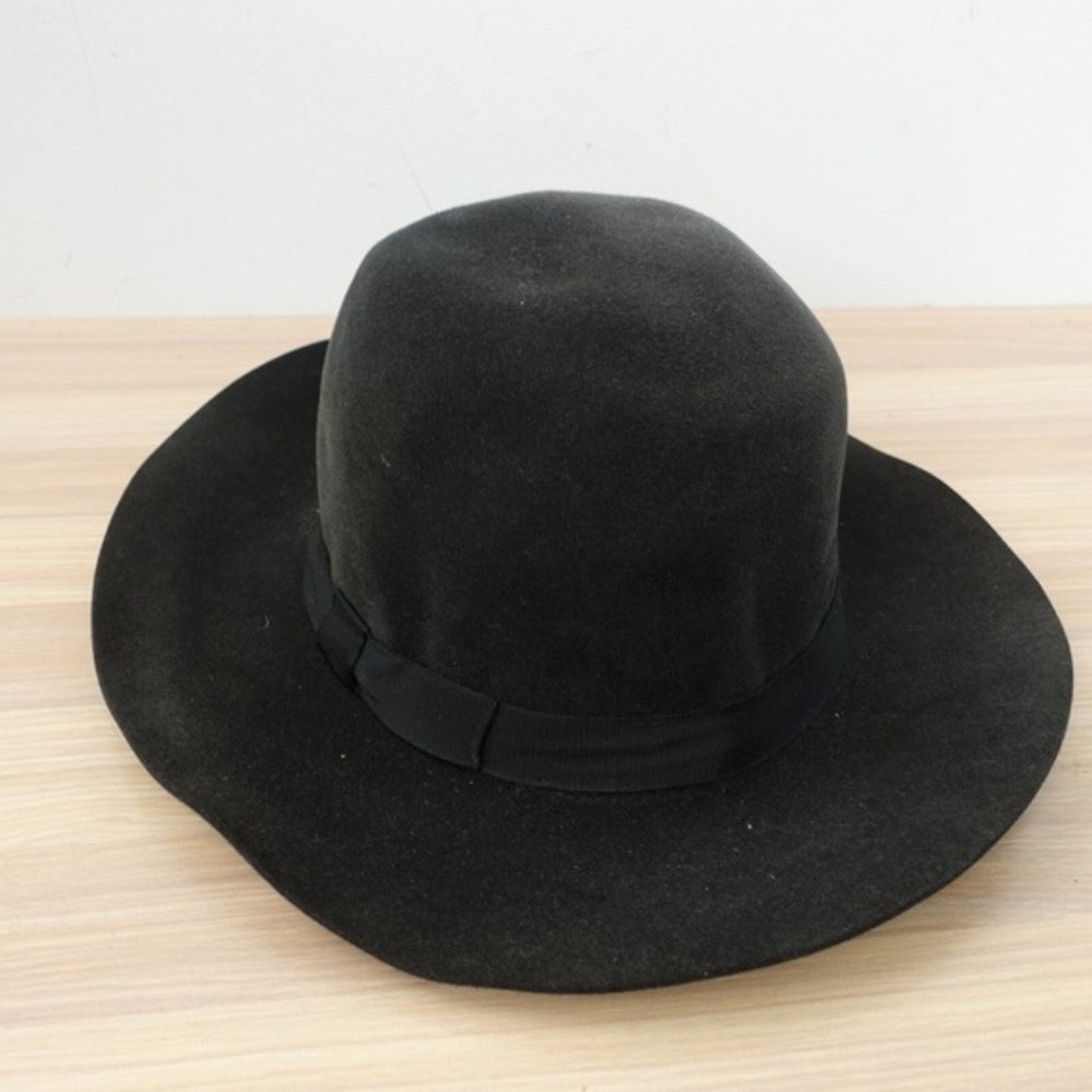 Italian Black Fedora‎ Womens Hat Large Fur Felt Western Cowgirl FIORENTINO ITALY